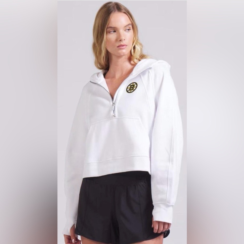 Lululemon scuba white boston bruins hockey 🏒 3/4 zip hoodie